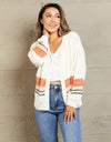 Woven Right Color Block Open Front Drop Shoulder Cardigan