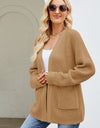 Open Front Raglan Sleeve Pocketed Cardigan