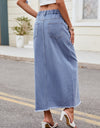 Slit Asymmetrical Waist Denim Skirt