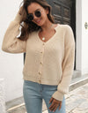 Button-Down Dropped Shoulder Ribbed Cardigan