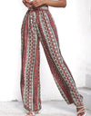 Printed Tie Waist Wide Leg Pants