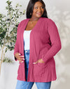 Basic Bae Full Size Ribbed Open Front Cardigan with Pockets
