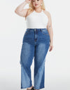 BAYEAS Full Size High Waist Two-Tones Patched Wide Leg Jeans