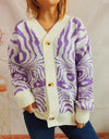 Abstract Pattern Button Down Cardigan