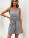 Ivy Lane Buttoned Round Neck Sleeveless Romper