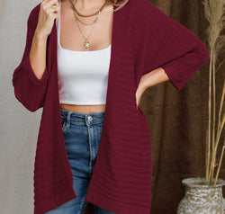 Striped Open Front Knit Cardigan