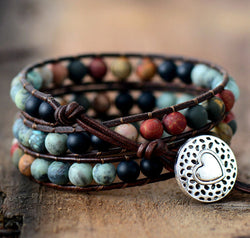 Handmade Triple Layer Beaded Agate Bracelet
