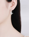 Moissanite Star Rhodium-Plated Drop Earrings