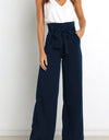 Tie Front Paperbag Wide Leg Pants