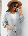 Waffle-Knit Dropped Shoulder Cardigan