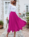 Frill Trim Smocked Waist Midi Skirt