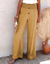 Full Size Decorative Button High Waist Pants