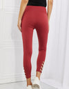 Yelete Ready For Action Full Size Ankle Cutout Active Leggings in Brick Red