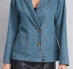 Pocketed Button Up Denim Jacket
