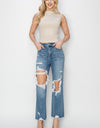 RISEN High Rise Distressed Crop Straight Jeans