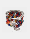 Silver-Plated Beaded Charm Bracelet