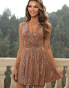 Sequin Surplice Neck Sleeveless Dress