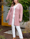 Plus Size Openwork V-Neck Long Sleeve Buttoned Cardigan