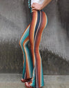 High Waist Striped Bootcut Pants