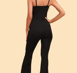 Spliced Mesh Spaghetti Strap Jumpsuit