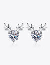 925 Sterling Silver Reindeer-Shaped Moissanite Earrings