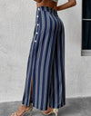 Striped Slit Wide Leg Pants