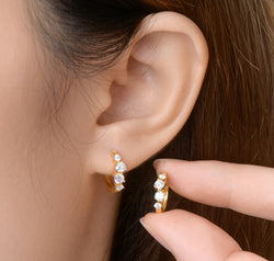 925 Sterling Silver Moissanite Huggie Earrings