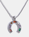 Inlaid Zircon Pendant Stainless Steel Necklace