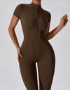 Half Zip Short Sleeve Active Jumpsuit