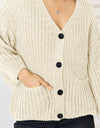 Pocketed Button Up Dropped Shoulder Cardigan