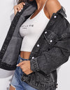 Collared Neck Dropped Shoulder Button-Down Denim Jacket