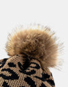 Leopard Pom-Pom Cuffed Beanie