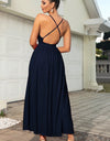 Sleeveless Plunge Neck Slit Maxi Dress