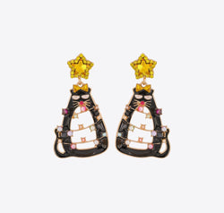 Rhinestone Alloy Cat Earrings