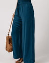 Drawstring Smocked Waist Wide Leg Pants