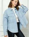 Veveret Button Up Dropped Shoulder Denim Top