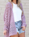 Openwork Open Front Long Sleeve Cardigan