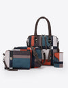 4-Piece Color Block PU Leather Bag Set