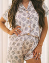 Flower Printed Top and Shorts Lounge Set