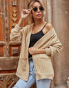 Ribbed Open Front Long Sleeve Cardigan