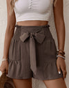 Tie Front Smocked Waist Shorts