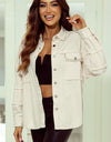 Studded Button Up Collared Neck Denim Jacket