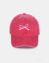 Zenana Bow Embroidered Washed Cotton Caps