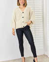 Pocketed Button Up Dropped Shoulder Cardigan