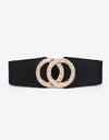 Circle Buckle Elastic Wide PU Belt