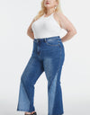 BAYEAS Full Size High Waist Two-Tones Patched Wide Leg Jeans