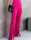 Front Slit Flare Leg Pants