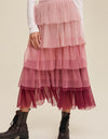 Elastic Waist Layered Tulle Midi Skirt