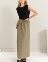 HYFVE Drawstring Washed Linen Maxi Skirt