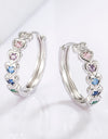 925 Sterling Silver Inlaid Zircon Heart Huggie Earrings